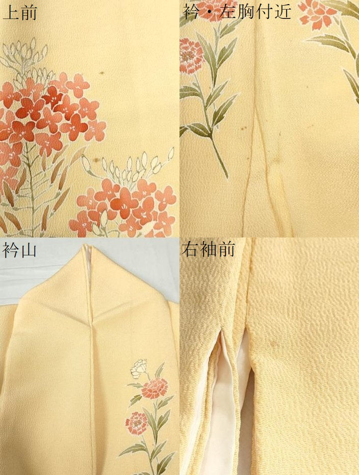 平和屋着物●訪問着 草花文 鬼しぼ縮緬 正絹 逸品 CAAW8739yc