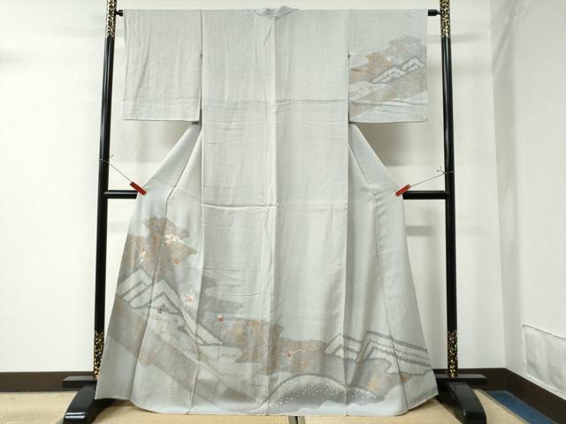 平和屋着物●訪問着 総刺繍 絞り 箔散らし 霞草花文 金彩 正絹 逸品 CAAW8753yc