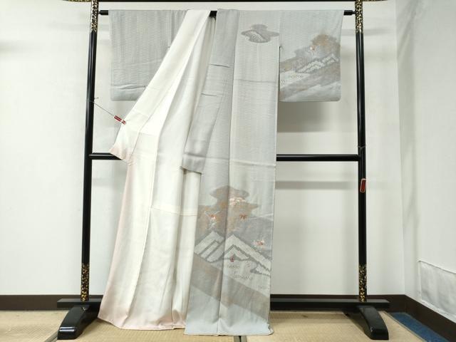 平和屋着物●訪問着 総刺繍 絞り 箔散らし 霞草花文 金彩 正絹 逸品 CAAW8753yc