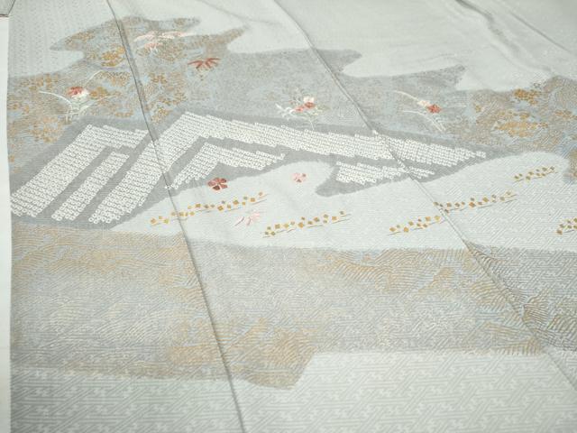 平和屋着物●訪問着 総刺繍 絞り 箔散らし 霞草花文 金彩 正絹 逸品 CAAW8753yc