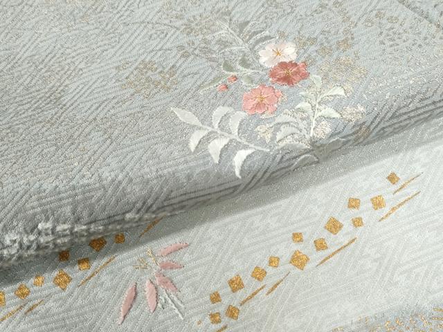 平和屋着物●訪問着 総刺繍 絞り 箔散らし 霞草花文 金彩 正絹 逸品 CAAW8753yc