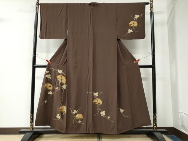 平和屋着物●訪問着 刺繍 蔦の葉雪輪鶴枝花文 金彩 正絹 逸品 CAAW8780yc