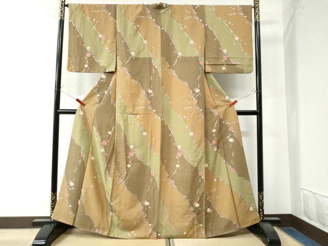 平和屋着物●上質な小紋 枝梅文 金彩 正絹 逸品 CAAW8800yc