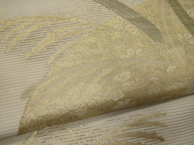 平和屋着物*夏物 六通柄袋帯 地紙草花文 金糸 正絹 逸品 CAAW8929oy