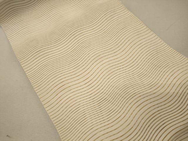 平和屋着物*夏物 八寸名古屋帯 絽綴れ 流線文 鳥の子色 正絹 逸品 CAAW8941oy