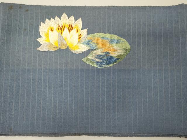 平和屋着物*夏物 アンティーク 大正ロマン 八寸名古屋帯 一重帯 刺繍 蓮 金銀糸 正絹 逸品 CAAW8968oy