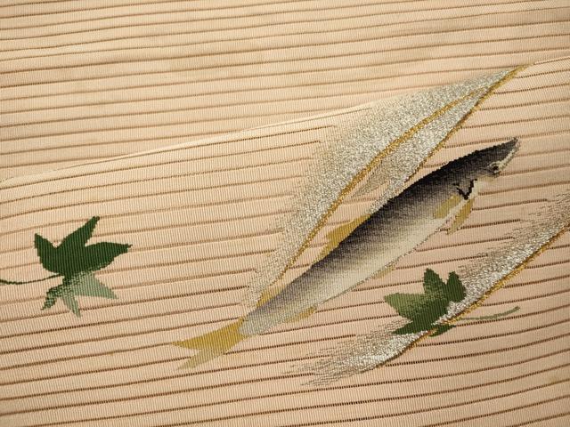 平和屋着物*夏物 アンティーク 大正ロマン 八寸名古屋帯 一重帯 絽綴れ 魚 金銀糸 正絹 逸品 CAAW8969oy