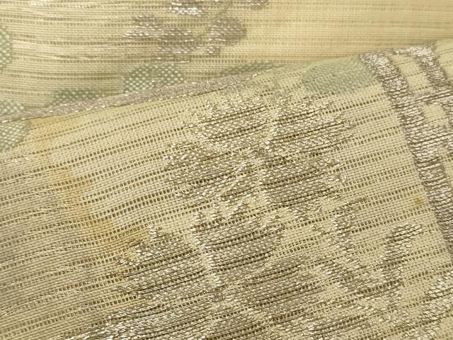 平和屋着物*夏物 アンティーク 大正ロマン 丸帯 塩瀬 風景花文 銀糸 正絹 逸品 CAAW8994oy