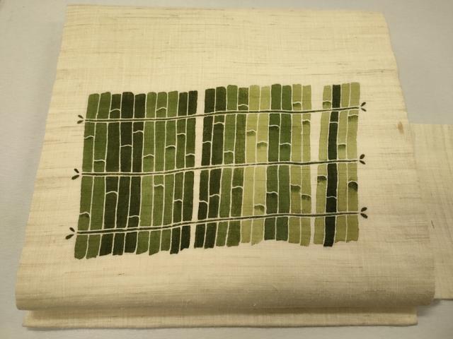 平和屋着物*夏物 九寸名古屋帯 竹垣文 麻 逸品 CAAW9002oy
