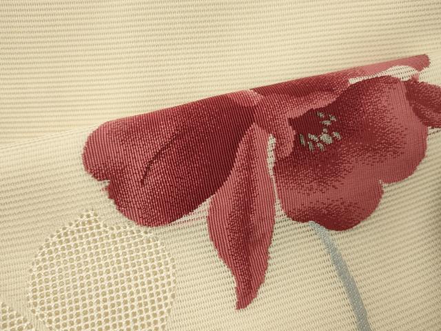 平和屋着物*夏物 九寸開き名古屋帯 草花文 銀糸 正絹 逸品 未使用 CAAW9035oy