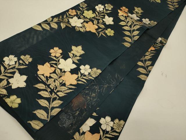 平和屋着物*夏物 六通柄袋帯 草花文 金糸 正絹 逸品 CAAW9037oy