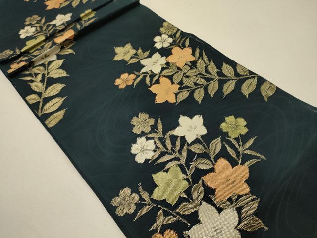 平和屋着物*夏物 六通柄袋帯 草花文 金糸 正絹 逸品 CAAW9037oy