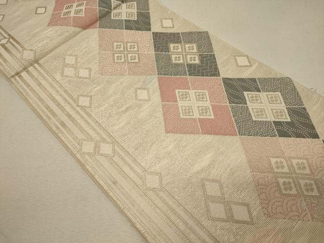 平和屋着物*夏物 六通柄袋帯 みずおと 菱吉祥文 金糸 正絹 逸品 CAAW9052oy