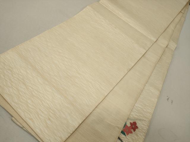 平和屋着物*夏物 太鼓柄袋帯 すくい織 草花文 金糸 正絹 逸品 CAAW9070oy