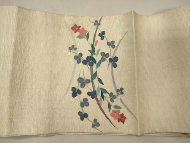 平和屋着物*夏物 太鼓柄袋帯 すくい織 草花文 金糸 正絹 逸品 CAAW9070oy
