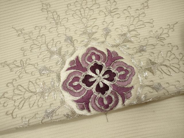 平和屋着物*夏物 九寸開き名古屋帯 駒刺繍 総刺繍 正倉院花文 正絹 逸品 CAAW9097oy