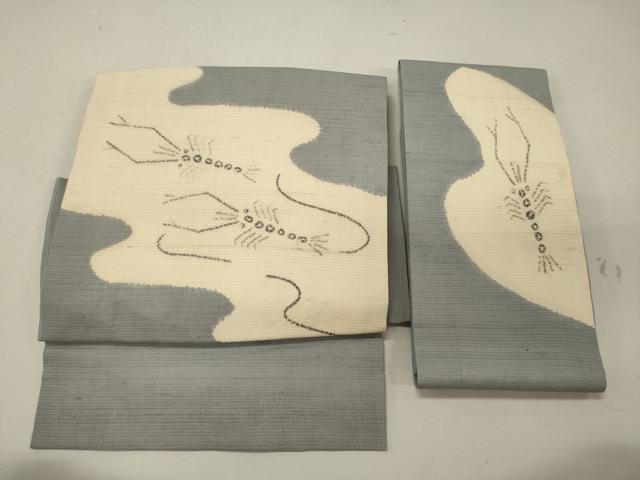 平和屋着物*夏物 つけ帯 絽紬 絞り 手描き 海老 三越扱い 正絹 逸品 CAAW9106oy