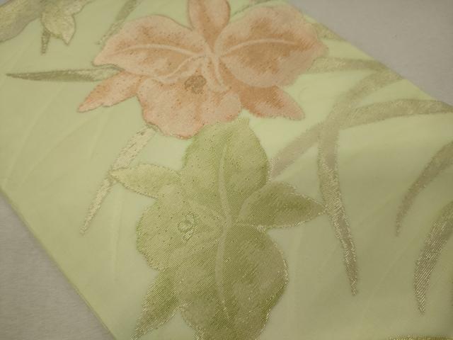 平和屋着物*夏物 九寸開き名古屋帯 草花文 金糸 正絹 逸品 CAAW9109oy
