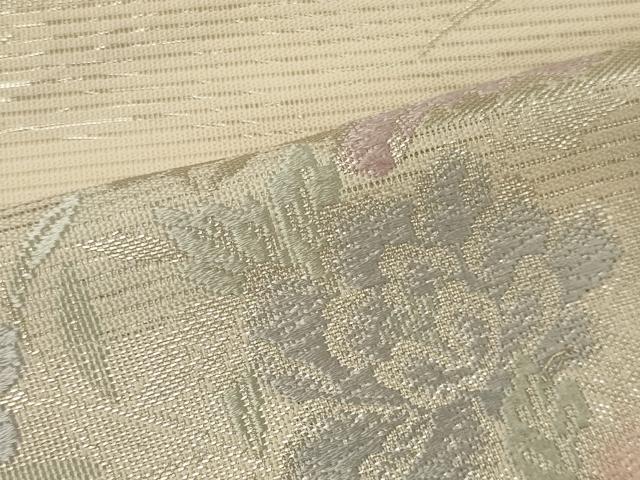 平和屋着物*夏物 六通柄袋帯 唐織 草花文 銀糸 正絹 逸品 CAAW9114oy