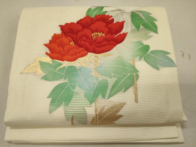 平和屋着物*夏物 九寸開き名古屋帯 草花文 金銀糸 正絹 逸品 CAAW9118oy