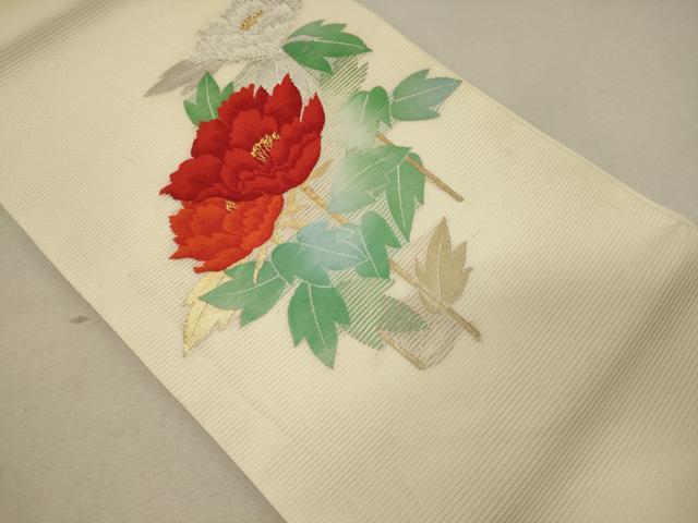 平和屋着物*夏物 九寸開き名古屋帯 草花文 金銀糸 正絹 逸品 CAAW9118oy