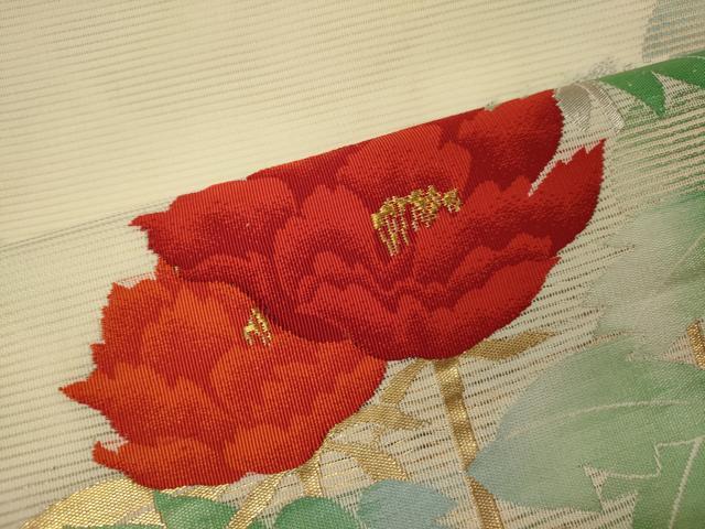平和屋着物*夏物 九寸開き名古屋帯 草花文 金銀糸 正絹 逸品 CAAW9118oy