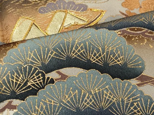平和屋着物■豪華黒留袖 駒刺繍 風景花松文 暈し染め 金彩 正絹 逸品 CAAW9184oy