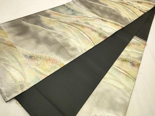 平和屋着物◎六通柄袋帯 彩遊 涛の詩 遠山重ね文 金糸 正絹 逸品 CAAW9226qe