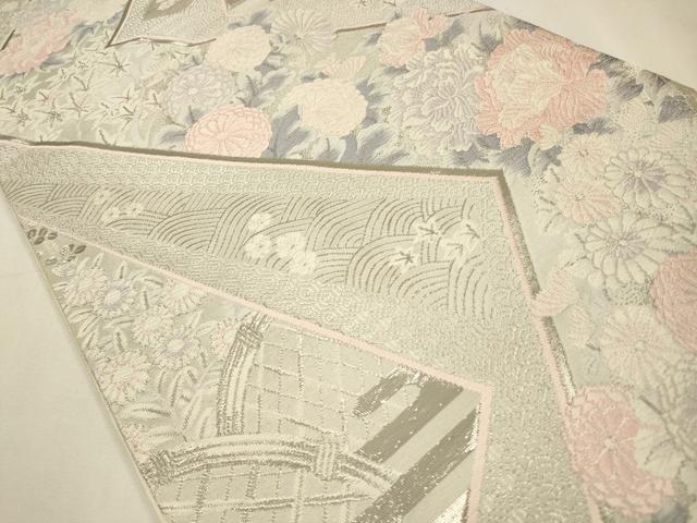 平和屋着物◎六通柄袋帯 唐織 彩華精繍文 プラチナ箔 正絹 逸品 CAAW9244qe