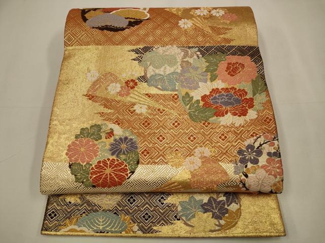 平和屋着物◎佐賀錦 六通柄袋帯 唐織 金糸 正絹 逸品 CAAW9247qe