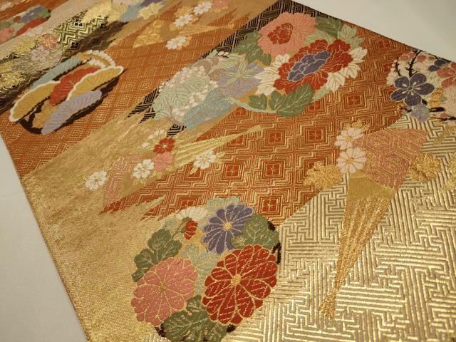 平和屋着物◎佐賀錦 六通柄袋帯 唐織 金糸 正絹 逸品 CAAW9247qe