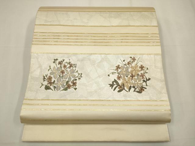 平和屋着物◎六通柄袋帯 螺鈿箔 押し花 金彩 正絹 逸品 CAAW9249qe