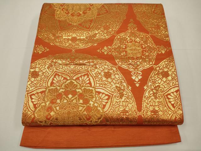 平和屋着物◎六通柄袋帯 正倉院花文 金糸 正絹 逸品 CAAW9261qe