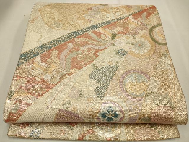 平和屋着物◎佐賀錦 六通柄袋帯 吉祥花鳥文 金銀糸 正絹 逸品 CAAW9337qe