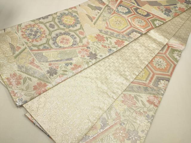 平和屋着物◎佐賀錦 六通柄袋帯 吉祥花文 金銀糸 正絹 逸品 CAAW9340qe