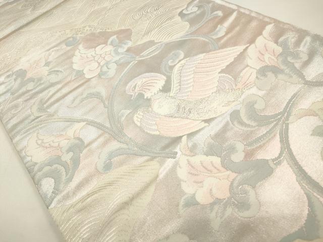 平和屋着物◎六通柄袋帯 鴛鴦花唐草文 銀糸 正絹 逸品 CAAW9353qe