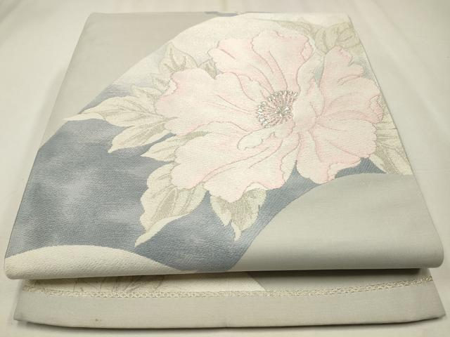 平和屋着物◎六通柄袋帯 唐織 洋花文 銀糸 正絹 逸品 CAAW9372qe