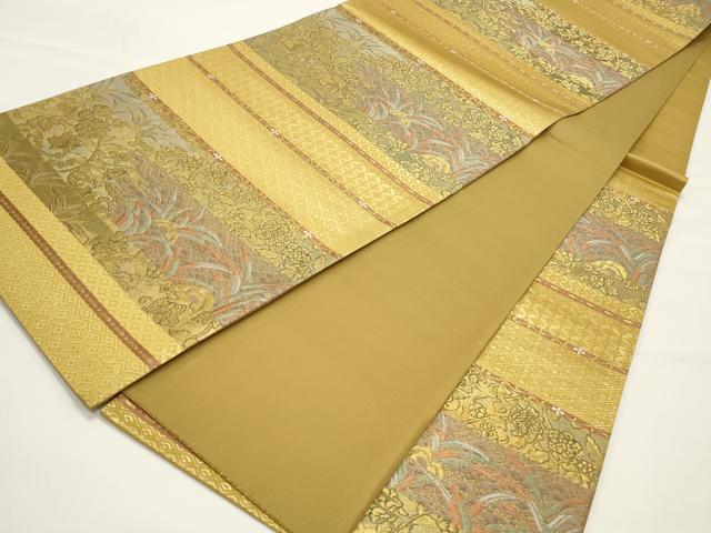 平和屋着物◎六通柄袋帯 横段花文 金糸 正絹 逸品 CAAW9434qe