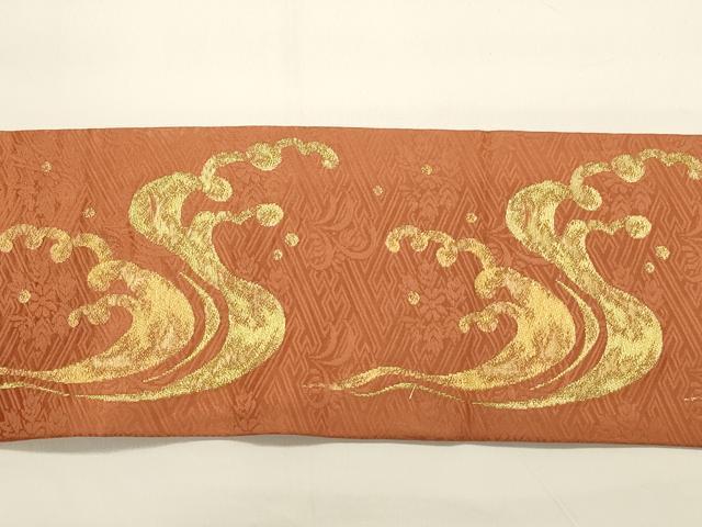 平和屋着物◎九寸名古屋帯 草花文 金糸 正絹 逸品 CAAW9493qe