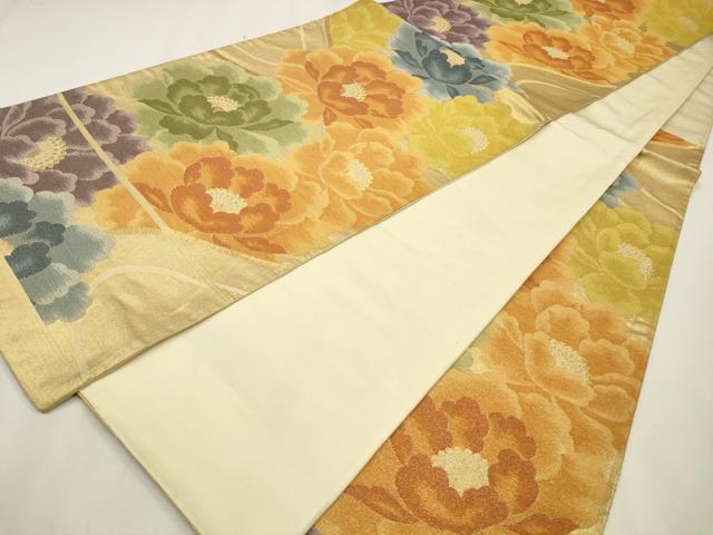 平和屋着物◎六通柄袋帯 草花文 金糸 正絹 逸品 CAAW9495qe