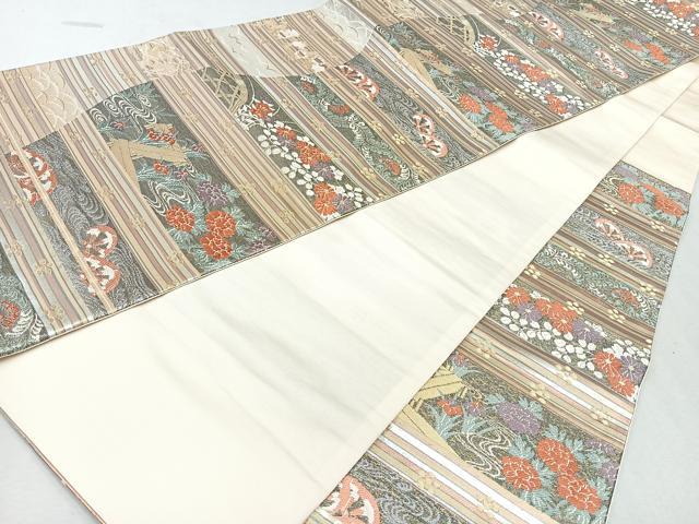 平和屋着物◎六通柄袋帯 唐織 流水花文 金銀糸 正絹 逸品 CAAW9681nb