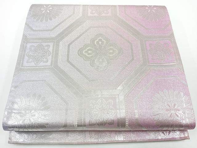 平和屋着物◎両面 全通柄袋帯 蜀江花菱文 銀糸 正絹 逸品 CAAW9710nb