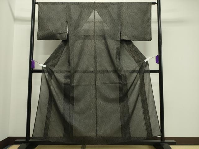 平和屋着物*夏物 小紋 紗 吉祥文 黒地 洗える着物 CAAW9877gh