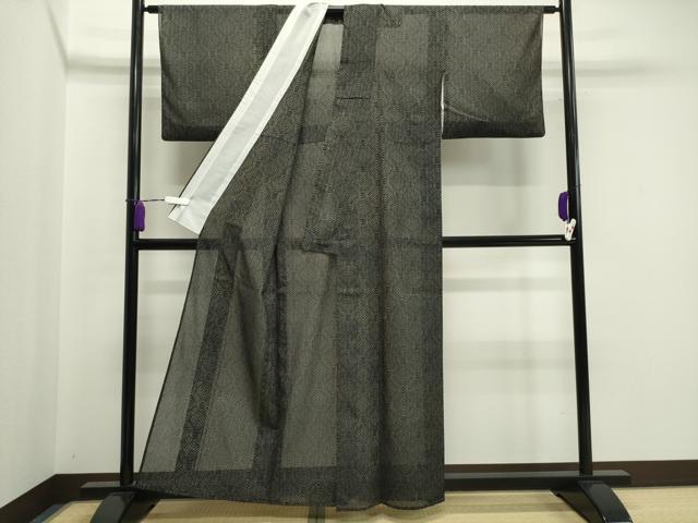平和屋着物*夏物 小紋 紗 吉祥文 黒地 洗える着物 CAAW9877gh