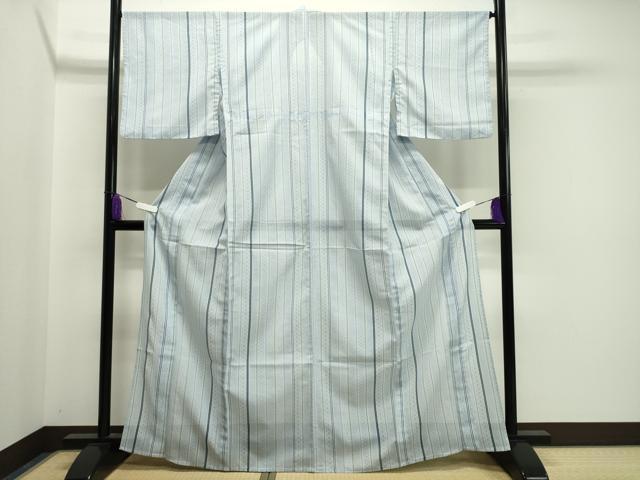 平和屋着物*夏物 小紋 絽 麻の葉吉祥間道 洗える着物 CAAW9887gh