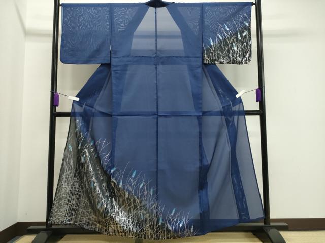 平和屋着物*夏物 訪問着 絽 草木文 暈し染め 銀彩 洗える着物 CAAW9900gh