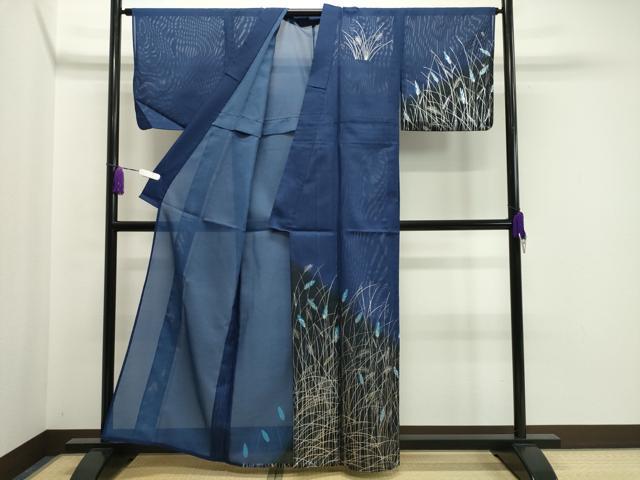 平和屋着物*夏物 訪問着 絽 草木文 暈し染め 銀彩 洗える着物 CAAW9900gh