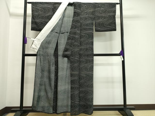 平和屋着物*夏物 小紋 絽 吉祥文 黒地 正絹 逸品 CAAW9910gh