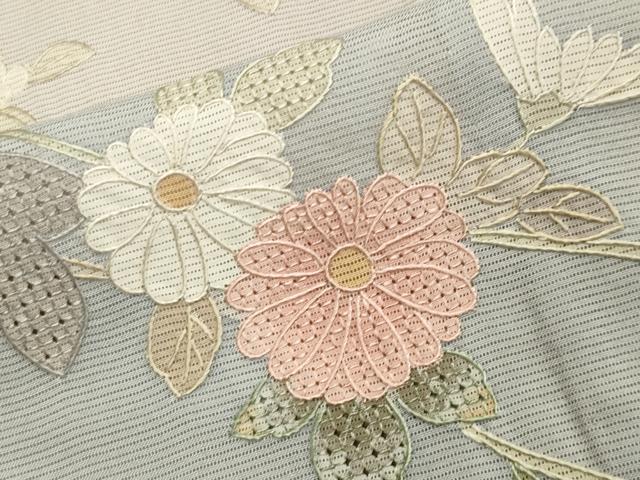 平和屋着物*夏物 中国三大刺繍 スワトウ刺繍 総刺繍 訪問着 絽 枝花文 暈し染め 正絹 逸品 CAAW9951gh