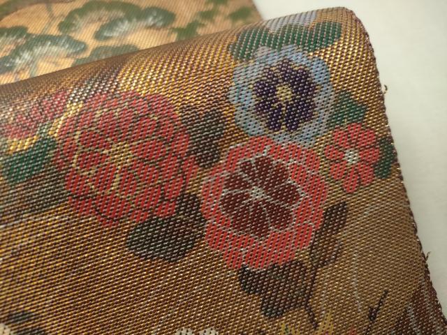 平和屋着物▼太鼓柄袋帯 手描き 燿斐天目 金通し地 正絹 逸品 CAAX0171vp